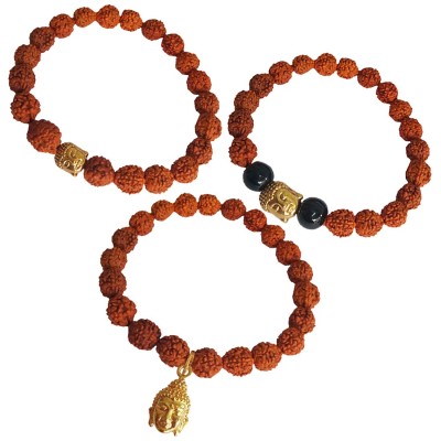 Buddha Face Charm Rudraksha Bracelet Combo